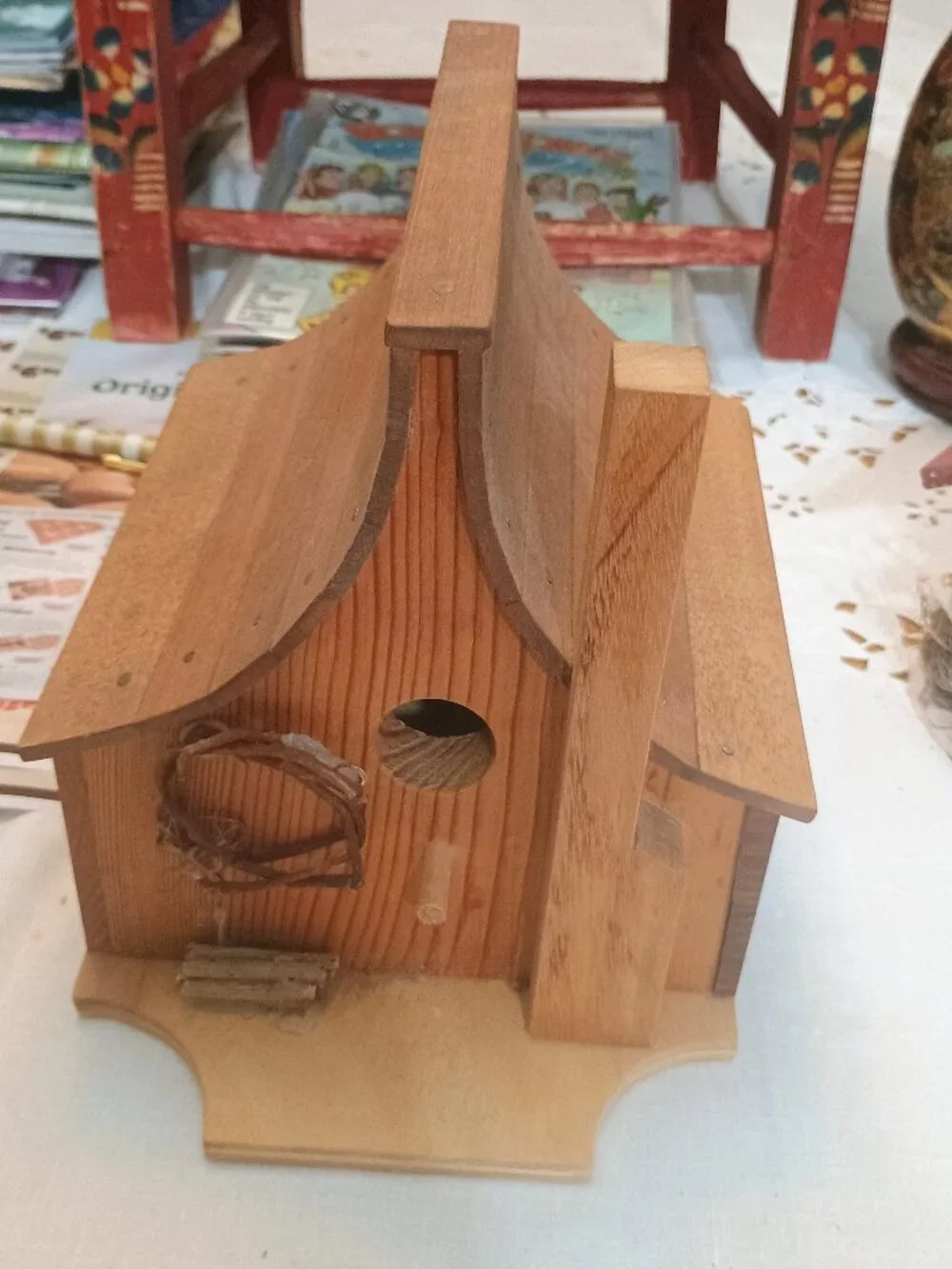 Rustic log cabin birdhouse